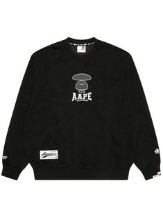 black crew neck long sleeves logo patch at the chest ribbed cuffs and hem internal logo patch Patch Sweater, Hoodie Green, Statement Shirt, Bathing Ape, Balenciaga Triple S, Yellow Sweater, Custom Watch, A Bathing Ape, Mens Activewear