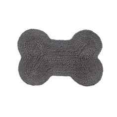 a gray dog bone rug on a white background