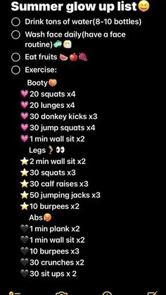 the workout list is displayed in this screenshote image, with text on it