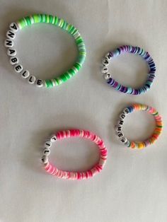 Colourful bracelets with your choice of colour and name Name Bracelet, Colorful Bracelets, Favorite Jewelry, Jewelry Bracelets, Bracelet, Beaded Bracelets, Accessory Gift, Display Homes, Electronic Accessories