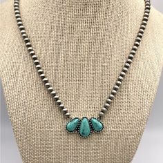 Shop tinasbohoboutiq's closet or find the perfect look from millions of stylists. Fast shipping and buyer protection. Gray beaded necklace measures 18” with an additional 2.5” extender Faux turquoise pendant NWT Same day / next day shipping 5 ⭐️ Seller Western necklace choker southwestern turquoise howlite gray pearls artisan cowboy cowgirl rodeo Yellowstone wrangler jewelry squash blossom