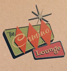 the logo for the lounge lounge is made out of cardboard and has an arrow on it