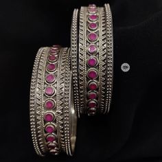 Listing for set of 6 bangles. Material: 92.5 silver, semiprecious stones Size: 2.6 Weight: 109 gms Oxidized Bangles, Stackable Bangles, Stone Bangle, Stacked Bangles, Bangle Set, Bangles Jewelry, Pink Stone, Silver Bangles, Semiprecious Stones