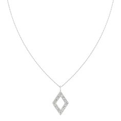 18k Rhombus or Diamond Shaped Pendant Necklace set with over 10 Diamonds. Available in White Gold, Yellow Gold and Rose Gold. Specifications: Diamond Carat Weight: 0.10 Ct Gold Weight: 1.30 Grams Chain Length: 18" + Adjustable Diamond White Pendant Diamond Necklace, Diamond White Pendant Necklace With Diamond Cut, Diamond Cut White Diamond Pendant Necklace, Elegant Silver Diamond-shaped Diamond Necklace, Diamond-shaped Jewelry With Diamond Markers As Gift, Luxury Marquise Diamond Cut Necklace, Marquise Diamond Cut Fine Jewelry Necklace, Elegant Diamond White Necklace With Diamond Markers, Marquise Cut Diamond Necklace In Fine Jewelry Style