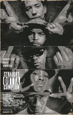 the movie poster for straight outtta compton, which features three different faces