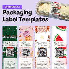 the packaging label templates are designed to look like watermelon and other fruits