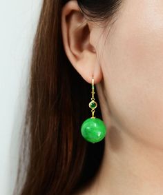 DIY Green 14K Gold Jade Circular Drop EarringsMade of fine 14K Gold Jade Circular.Measurement: 4.6cm/1.794" * 1.8cm/0.702". Matches easily with daily hairstyle, dresses & Shirts Drop Earrings Diy, Daily Hairstyles, Diy Earrings, Red Green, Jade, Drop Earrings, Hair Styles, Green, Red