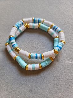 Beach, Please | Handmade Clay Bracelets Clay Polymer Bracelet Ideas, Beachy Clay Bracelets, Aesthetic Heishi Bracelet Ideas, Clay Beads Ideas Bracelets, Hawaii Bracelets, Cute Clay Bead Bracelets, Clay Bead Bracelet Ideas Preppy, Beaded Tutorials, Clay Bead Bracelet Ideas