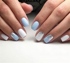 Top 10 Light Blue Square Acrylic Nails Inspiration White glitter nails, Blue and white nails Pastel Blue Nails, Blue And White Nails, White Glitter Nails, Square Nail Designs, Square Acrylic Nails, Blue Square, Chic Nails, Short Acrylic Nails, Nail Polishes