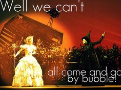 an image of a man and woman on stage with the words well we can't all come and go by bubble