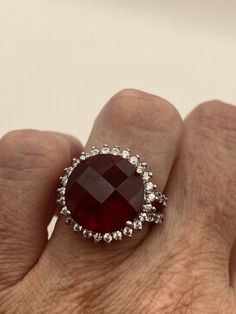 Vintage red Bohemian garnet band 925 sterling silver Lovely Bohemian Garnet ring  925 Sterling silver  Size 5.75  My jeweler can custom re size for a $20 fee. All rings are shipped in a nice gift box.   Check out our over a THOUSAND great reviews Engraving is $4 per letter and is not always perfect depending on the piece. It can take a few days if the jeweler is busy. This is payable to Paypal Judithsltd@gmail.com Ruby Party Ring, Sterling Silver Ruby Ring With Vs Clarity, Ruby Ring For Parties, Ruby Ring For Party, Round Shape, Party Ruby Ring Round Shape, Party Ruby Gemstone Rings, Red Crystal Party Ring, Unique Red Diamond Jewelry, Red Gemstone Rings For Party