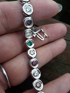 "Beautiful 14k White Gold, approximately 1.35ct Diamonds, Plus Gemstones Tennis Bracelet.. Weight is about 20 grams.. Length without clasp is 7\".. Perfect Vintage Pre Owned Condition.. Safety Lock on the side. Five Diamonds are 4-4.5mm in diameter. Total weight is approximately 1.35ct, just a Diamonds, SI, GH .. All Approximately, my estimate, I am not gemiligist.." Gold Diamond Earrings Studs, Gold Diamond Studs, Sapphire Wedding, Opal Necklace, Wedding Bracelet, Tennis Bracelet, Diamond Earrings Studs, Diamond Gemstone, Diamond Studs