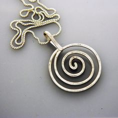 Adjustable Spiral Silver Necklace, Unique Silver Spiral Necklace, Silver Spiral Metal Necklaces, Artisan Handmade Spiral Necklace, Spiritual Spiral Metal Jewelry, Spirals In Nature, Spiral Jewelry, Spiral Necklace, Recycled Silver