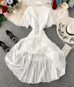 White v neck short sleeve dress fashion dress Fabric: lace Color: white Size(cm): S, M, L, XL S length 114 bust 84 waist 64 M length 115 bust 88 waist 68 L length 116 bust 92 waist 72 XL length 117 bust 96 waist 76 Short Sleeve Dress, Dress Fashion, Dress Fabric, Sleeve Dress, Lace Wedding, Wedding Dresses Lace, Short Sleeve Dresses, Fashion Dresses, Dresses With Sleeves