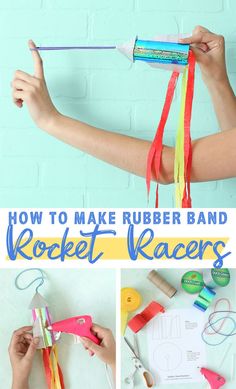 how to make rubber band rocket racer craft for kids with instructions on how to make it