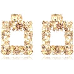 Square Geometrical Drop Earrings With Jewel Applique. The Result Is Dynamic And Refined And Will Be A Perfect Complement To A Day Attire Or A Black Evening Dress. This Pair Of Earrings Is Timeless And Sophisticated. Materials: Rhinestone, Zinc Casting, Shiny Gold Plating Closure: Post Back Sizes: Max Width 1.4in, Drop Length 1.8in, Weight: 1.0 Oz Satisfaction Guarantee: All The Metals We Use Are Lead Free, Nickel Free And Hypoallergenic. Excellent Customer Service. Made With Love: Sending This R Trendy Crystal Earrings For Evening, Trendy Evening Crystal Earrings, Trendy Gold Jeweled Crystal Earrings, Gold Crystal Earrings With Jewels, Chic Metal Earrings With Rhinestones, Gold Rectangular Crystal Earrings For Party, Gold Jeweled Earrings For Evening, Trendy Metal Earrings With Sparkling Stones, Jeweled Metal Earrings For Evening