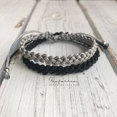 "These lovely bracelets are made with nylon cord. Designed for couples. The \"Hers\" bracelet is gray color and closes to around 6\"inches. It opens to around 9\" inches. The \"His\" bracelet is color black and closes to around 7\" inches. It opens to around 10\" These bracelets are perfect for couples. Includes Gift Box if you buy the set. Please feel free to contact me if you have any questions. Want a custom order? Don't see your country listed for shipping? Have any questions? Send a convo o Minimalist Silver Braided Bracelet With Adjustable Cord, Silver Minimalist Braided Bracelet With Adjustable Cord, Minimalist Silver Braided Bracelet For Friendship, Casual Gray Bracelets For Everyday, Silver Adjustable Everyday Bracelets, Silver Bracelets With Adjustable Band For Everyday, Everyday Silver Bracelets With Adjustable Band, Silver Beaded Bracelet With Adjustable Cord For Friendship, Adjustable Silver Braided Bracelet