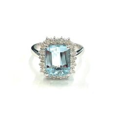 * Ring in 18kt white gold with faceted aquamarine and brilliant cut diamonds * Unique piece of design designed and handmade entirely in Italy by Raimondo Paradisi * Ring size: adjustable by the manufacturer on request * Aquamarine carats: ct 3,30 * Diamonds carats: ct 0,51 * Gold weight: gr 5,40 * The ring is stamped with the mark 750 gold and with the goldsmith identification stamp 120 PG or 222 PG assigned to Raimondo Paradisi by the Chamber of Commerce, Industry, Agriculture and Artisanship of Perugia, Umbria, Italy * The item is shipped in an elegant gift box with a certificate of guarantee * Ready for shipment For further information, do not hesitate to contact me Formal Light Blue Diamond Ring, Elegant Light Blue Aquamarine Diamond Ring, Formal Light Blue Aquamarine Diamond Ring, Formal Light Blue Diamond Ring With Center Stone, Light Blue Aquamarine Diamond Ring With Center Stone, Luxury Light Blue Ring With Brilliant Cut, Light Blue Diamond Rings With Prong Setting, Luxury Light Blue Brilliant Cut Ring, Aquamarine Diamond Ring For Promise