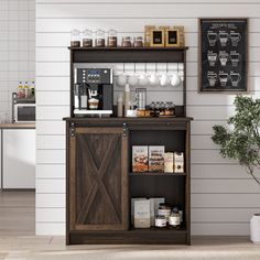 a coffee bar in the corner of a room