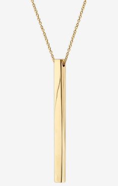 A MODERN, MINIMALIST STATEMENT WHAT IT IS: A fine chain necklace with a single polished bar pendant epitomizing the beauty of simplicity WHY IT’S SPECIAL: Uncomplicated yet impeccable, this elongated geometric pendant is a scene-stealer Its timeless design and the story behind the piece will hold a special place in your personal jewelry collection GOOD TO KNOW: 24k gold-plated recycled brassChain Length: 76 cmBar Length: 7 cmHandmade by artisans in Kenya, preserving traditional techniques WHY WE Simple Necklace Designs, Beauty Of Simplicity, Bar Pendant Necklace, Luxury Necklace, Gold Necklace Set, Gold Heart Necklace, Bohemian Necklace, Gold Necklace Women, Gold Necklaces