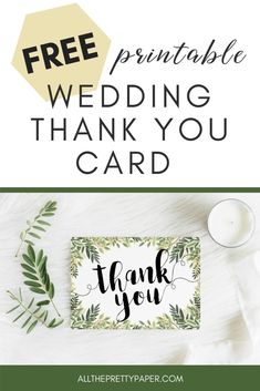 the free printable wedding thank card with greenery on it and a cup of coffee