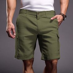 Season:Spring  Summer; Fabric:Linen / Cotton Blend; Gender:Men's; Style:Fashion,Casual; Occasion:Outdoor,Going out,Daily; Fit Type:Regular Fit; Function:Comfort,Soft,Breathable; Waistline:Mid Waist; Pattern:Plain; Design:Pocket; Pants Type:Summer Shorts,Linen Shorts,Cargo Shorts,Shorts; Front page:FF; Listing Date:06/28/2023; Hips:; Length:; Waist: Going Out Fashion, Shorts Linen, Cargo Shorts Men, Mens Cargo, Shorts Cargo, Blue Khakis, Shorts Summer, Plain Design, Type Of Pants