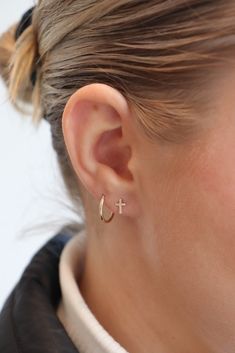 A minimal way to express faith. The versatile studs are ideal for Easter, confirmation, and everyday wear. An understated accessory filled with deeper meaning. DETAILSAvailable in 14k Gold Fill Cross Studs measure 1/4" wide Minimalist Hypoallergenic Cross Jewelry, Hypoallergenic Cross Jewelry For Everyday, Everyday Hypoallergenic Cross Jewelry, Simple Everyday Cross Jewelry, Classic Cross Jewelry For Everyday, Everyday 14k Gold Cross Jewelry, Deeper Meaning, Saved Items, Personalized Jewelry