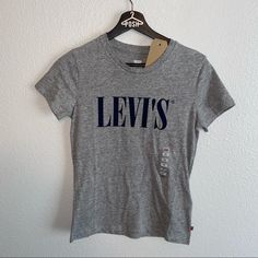 Brand New Size Xs Measurements In Photos Cheap Levi's Graphic Print Tops, Cheap Levi's Text Print Tops, Cheap Levi's Tops With Logo Print, Affordable Levi's T-shirt With Text Print, Affordable Levi's Text Print T-shirt, Cheap Levi's T-shirt With Text Print, Levi's, Womens Tops, Tops & Tees