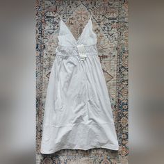 Zara White Midi Dress, Size M. Spaghetti Strap, V-Neck Front And Back, Double Elastic On Highwaist Area. 100% Cotton, Breathable Fabric Perfect For Summer. New With Tags Cotton Maxi Dress With Spaghetti Straps For Brunch, V-neck Unlined Sundress For Spring, Cotton Maxi Dress With Lace Trim For Brunch, Cotton Midi Dress With Spaghetti Straps For Brunch, Cotton V-neck Sundress For Brunch, Cotton Cami Dress For Brunch, V-neck Spring Sundress, Cotton Sundress With Lace Trim For Brunch, Zara Summer Maxi Dress With Spaghetti Straps