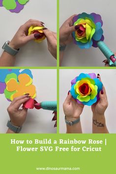 how to build a rainbow rose flower svg free for cricut by using construction paper