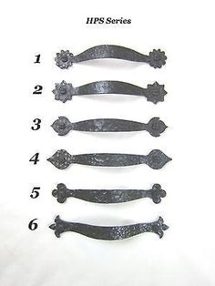 four different types of knives with numbers on them