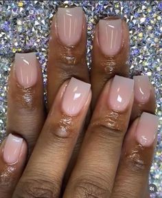 Matte Gel Nails Short, Nude Nail Designs Square, Ombre Short Nails, Nude Nails Black Women, Prom Nail Inspo, Military Nails, Plain Acrylic Nails, Natural Looking Acrylic Nails