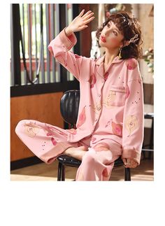 combed cotton pajamas women's cardigan long sleeve sleepwear for Autumn and winter Long Sleeve Winter Sleepwear For Home, Winter Long Sleeve Sleepwear For Home, Winter Long Sleeve Sleep Sets, Long Sleeve Bedtime Sets For Fall, Pink Relaxed Fit Long Sleeve Set, Relaxed Fit Long Sleeve Winter Sets, Winter Long Sleeve Relaxed Fit Sets, Winter Sets With Relaxed Fit And Long Sleeves, Fall Bedtime Sets With Long Sleeves