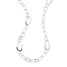 Classic and timeless, this Cherish chain necklace from the IPPOLITA Silver Classico collection will add a sculptural element to your everyday look. Crafted in sterling silver, this chain necklace features wavy, organically-shaped links that exude an understated, airy style that looks perfect when worn alone or layered with other necklace styles for an on-trend look. This necklace is 41.5 inches in length and boasts an 18k yellow gold IPPOLITA signature logo accent. IPPOLITA Style #: SN006 Ippolita Jewelry, Silver Link Necklace, Rock Candy, Sterling Silver Chain Necklace, Long Chain Necklace, Quartz Necklace, Silver Chain Necklace, Chain Link Necklace, Link Necklace