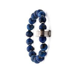 The Lapis Lazuli Amor Bracelet, a captivating and meaningful accessory that combines the rich blue hues of Lapis Lazuli stone beads with the sleekness of silver accents. This bracelet features 8mm Blue Lapis Lazuli stone beads, silver color Hematite stone spacers, and a special design steel Amor bead as the centerpiece. Lapis Lazuli stone is known for its powerful spiritual properties, promoting inner truth, self-awareness, and enlightenment. Each bead showcases its own unique patterns and golde Polished Beads Lapis Lazuli Round Bracelets, Polished Beads Lapis Lazuli Bracelets, Round Lapis Lazuli Bracelets With Polished Beads, Natural Lapis Lazuli Bracelets, Modern Beaded Bracelets With Natural Stones, Sapphire Lapis Lazuli Bracelets With Round Beads, Elegant Lapis Lazuli Gemstone Bracelets, Elegant Blue Bead Bracelet, Elegant Blue Beads Bracelet