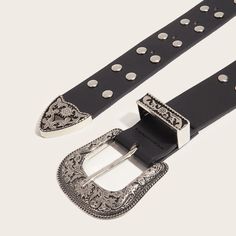 Length: 103cm Leather Rivets, Dog Silhouette, Black Leather Belt, Belt Black, Hip Hop Dance, Buckle Belt, Fashion Outfit, Real Pictures, Y2k Style