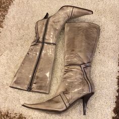 Gorgeous Italian Leather Pointy Toe Boots. Size 6. Preloved In Almost New Condition. Italian Leather Boots, Chic Grunge, Pointy Toe Boots, Kitten Heel Boots, Brown Knee High Boots, Thrift Inspo, Classy Shoes, Finders Keepers, Closet Essentials