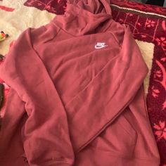 Brand New Never Worn. Tags On Red Fleece Long-sleeve Hoodie, Pink Long Sleeve Hoodie With Ribbed Cuffs, Pink Fleece Sweatshirt For Winter, Nike Long Sleeve Hoodie, Sporty Long Sleeve Pink Hoodie, Pink Long Sleeve Hoodie With Drawstring Hood, Pink Long Sleeve Hoodie With Drawstring, Nike Solid Color Hooded Sweatshirt, Nike Red Fleece Hoodie