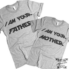 The listing is for two short-sleeve unisex crew-neck t-shirts with with “I Am Your Father” print on one shirt and " I Am Your Mother" print on the other shirt. All t-shirts are unisex. We carry XS, S, Father's Day Fan Merchandise T-shirt With Letter Print, Matching Crew Neck T-shirt For Father's Day, Father's Day Cotton T-shirt With Graphic Print, Father's Day Graphic Print Short Sleeve Tops, Summer Graphic Print Matching T-shirt, Family Matching Slogan T-shirt With Crew Neck, Unisex Family Matching T-shirt With Screen Print, Family Matching Short Sleeve Pre-shrunk T-shirt, Family Matching Letter Print T-shirt For Fans