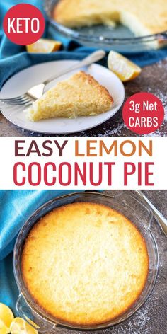 easy lemon coconut pie recipe on a plate