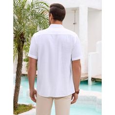 SOFT MATERIAL - The casual summer shirts with soft and breathable fabric, give you comfortable and nature skin feel.It's the key to unlocking your coolest summer outfits FASHIONABLE DESIGN - The beach shirts designed with button collar, short sleeve, solid color, regular fit cut, and decorative embroidery add a little bit of fashion to your outfits OCCASIONS - The short sleeve button shirts is a great choice for beach, daily wear, wedding, vacation, camping trips, party, dating, work or school c Solid Short Sleeve Shirt With Button Closure For Beach, Casual Collar Short Sleeve Shirt For Vacation, Beach Camp Shirt With Relaxed Fit And Casual Collar, Relaxed Fit Camp Shirt With Casual Collar For Beach, Casual Collar Solid Short Sleeve Shirt For Vacation, Vacation Casual Collar Solid Short Sleeve Shirt, Relaxed Fit Camp Shirt For Beach, Collared Beach Shirt With Placket, Solid Camp Shirt With Button Closure For Vacation