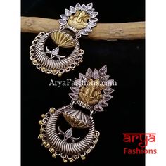 Silver Oxidized Party Jhumka Earrings with colorful stones Dimensions: Approx. 2.5 Inches Oxidized Silver Earrings, Colorful Stones, Jhumka Earrings, Oxidized Silver, Traditional Indian, Colored Diamonds, Stone Color, Silver Earrings, Two Tone