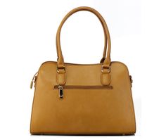 Medium size satchel handbag. Can be carried as a crossbody, on the shoulder or by hand! Perfect size versatile everyday handbag. Size: 14"L x 6"W x 10.5"H, 5.5"drop straps. Optional adjustable shoulder strap. Faux-leather material. Gold-tone hardware. Interior - zippered divider, 1 zipper pocket, and 2 slip pockets. Exterior - 1 rear zipper pocket. Closure - zipper. Office Tote Shoulder Bag With Adjustable Strap, Office Shoulder Tote Bag With Adjustable Strap, Formal Satchel Shoulder Bag With Adjustable Strap, Formal Tote Shoulder Bag With Adjustable Strap, Office Shoulder Bag Satchel With Detachable Strap, Versatile Satchel With Adjustable Strap And Double Handle, Double Handle Satchel With Detachable Strap, Daily Double Handle Satchel With Detachable Strap, Chic Crossbody Satchel With Zipper Closure