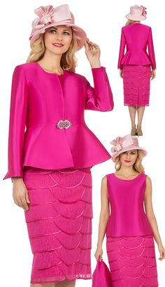 Mia By Giovanna Church Suits And Dresses Fall And Holiday 2023. Perfect item for church events or any special occasions. Outfit For Church, Church Suits And Hats, Fancy Skirts, Ladies Suits, Church Attire, Women Church Suits, Sunday Church, Church Hat, Dresses Fall