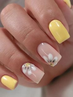 Summer Yellow Nails, Summer Yellow, Nails 2024, Yellow Nails, Floral Nails, Fancy Nails