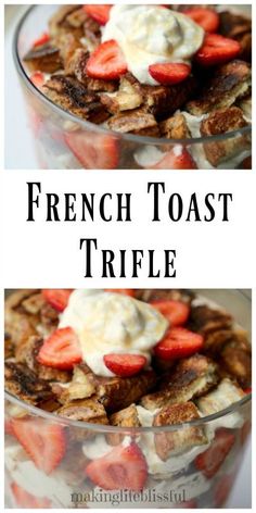 french toast trifle with strawberries and yogurt