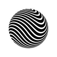 a black and white image of a ball with wavy lines in the shape of waves