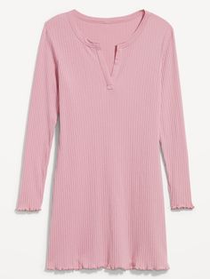 Long-Sleeve Pointelle Nightgown | Old Navy Long Sleeve Sleepwear With Lace Trim For Loungewear, Elegant V-neck Dress For Pajama Party, Long Sleeve Sleepwear With Lace Trim For Pajama Party, Feminine Long Sleeve Sleepwear For Loungewear, V-neck Spring Sleepwear For Overnight Use, Feminine Long Sleeve Sleepwear For Bedtime, Casual V-neck Nightgown With Lace Trim, Spring Long Sleeve Nightgown For Loungewear, Spring Long Sleeve Nightgown