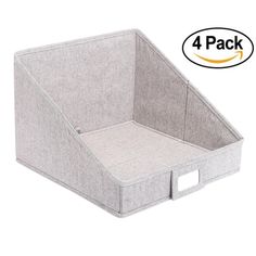 two pack storage bins with handles for clothes and other items, light grey fabric