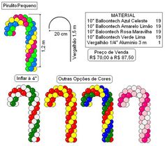 the letters and numbers are made up of balloons in different colors, shapes and sizes